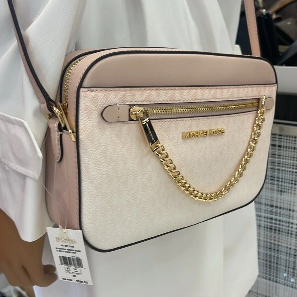 MICHAEL KORS Jet Set Lg Ombré Signature Logo EW Crossbody Bag Powder Blush  NWT